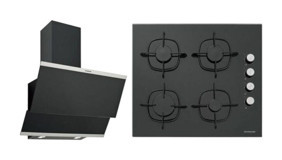 Silverline 3420 – CS5335B01 Doğalgazlı Cam Klasik Ocak Davlumbaz İkili Set 2'li Ankastre Set Siyah