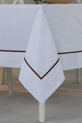 Tropikhome Pamuk 140 x 180 cm Dikdörtgen Masa Örtüsü Beyaz