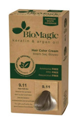 BioMagic Keratin & Argan Yağı 9.11 Küllü Sarı Krem Saç Boyası 60 Ml