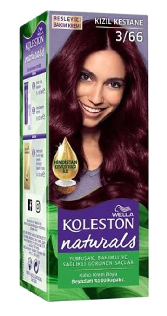 Wella Koleston Naturals 3.66 Kızıl Kestane Krem Saç Boyası 50 Ml