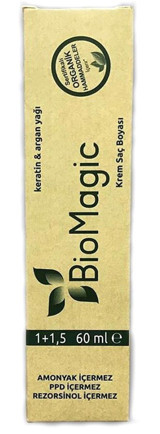 BioMagic Keratin & Argan Yağı 1.00 Siyah Organik Amonyaksız Krem Saç Boyası 60 Ml