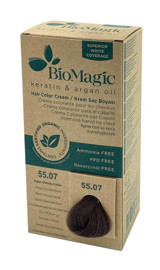 BioMagic Keratin & Argan Yağı 55.07 Yoğun Çikolata Kahve Krem Saç Boyası 60 Ml