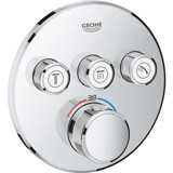 Grohe SmartControl Krom Çevirmeli Ankastre Yuvarlak Banyo Bataryası Gümüş