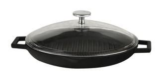 Lava Kapaklı Döküm 26 cm Grill Tava Siyah