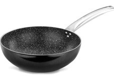 Evimsaray Zest Gusto ZGWT24 Metal Saplı Granit 24 cm Wok Tava Siyah