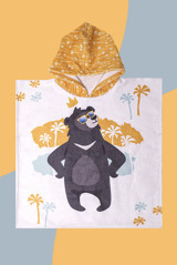 Vevienhome Cool Bear Giyilebilir Pamuklu Çocuk Plaj Havlusu Sarı