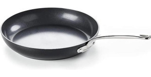Greenpan Barcelona Thermolon Çelik Saplı Paslanmaz Çelik 30 cm Düz Tava Siyah
