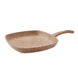 Karaca Wood Silver Ahşap Saplı Bio Granit 28 cm Grill Tava Krem