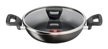 Tefal 2X XL Kapaklı Plastik Saplı Titanyum 24 cm Sahan Tava Siyah