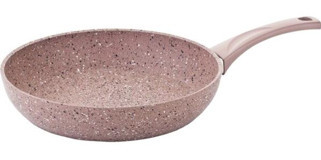 O.M.S 3210 Plastik Saplı Granit 28 cm Düz Tava Pembe