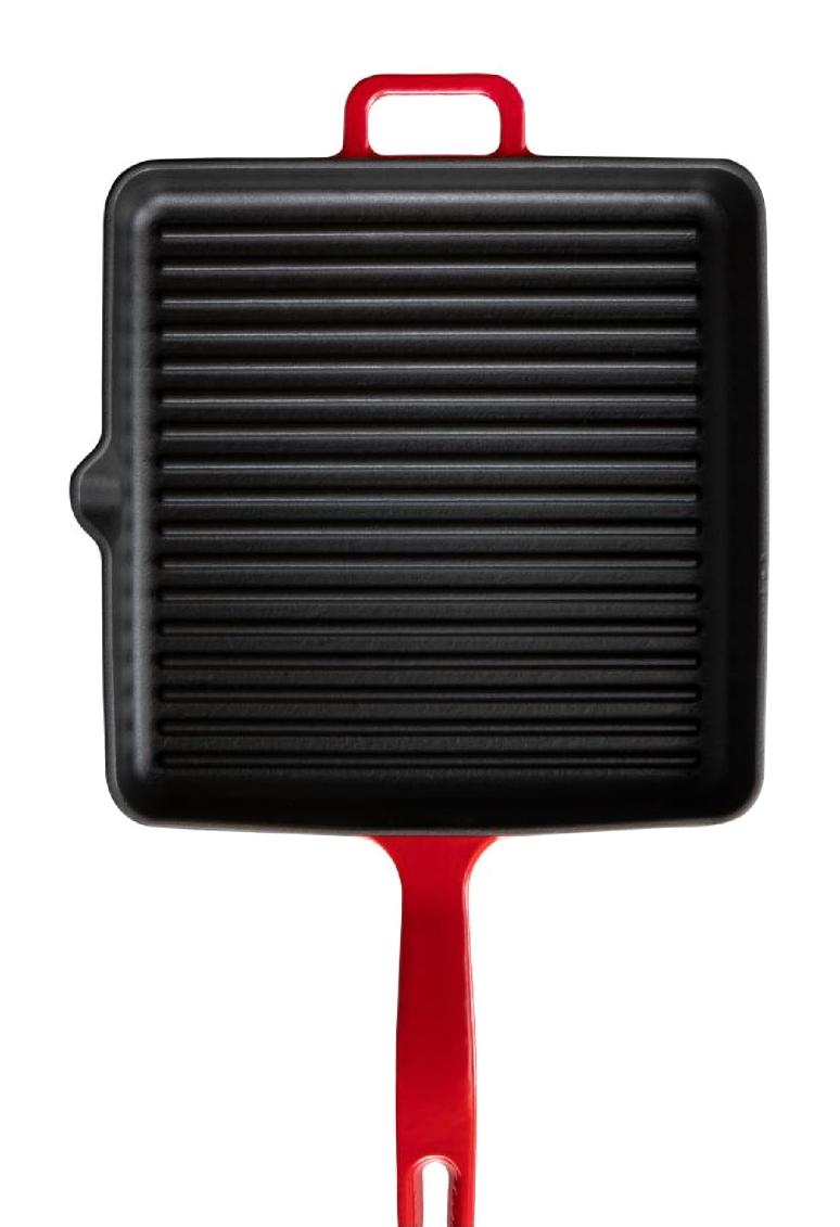 Voeux L'Amour Döküm Saplı Döküm 25 cm Grill Tava Kırmızı