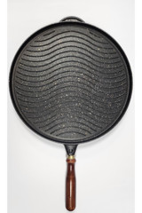 Culinal Çift Taraflı Ahşap Saplı Döküm 36 cm Grill Tava Siyah