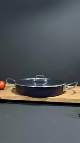 Bena Life Kapaklı Metal Saplı Alüminyum 24 cm Düz Tava Siyah