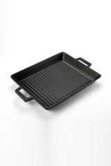 Lava Dikdörtgen Metal Saplı Döküm 26x32 cm Grill Tava Siyah
