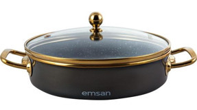 Emsan Kapaklı Metal Saplı 20 cm Sahan Tava Siyah