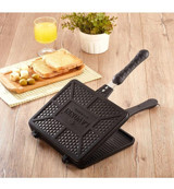 Lavonni Plastik Saplı Döküm 26 cm Tost Tava Siyah