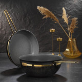 Brioni Selection Metal Saplı Granit 26 cm Düz Tava Siyah