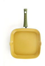 İlla Olivilla Plastik Saplı Döküm 28 cm Grill Tava Yeşil