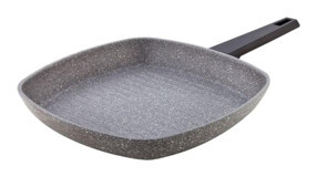 Falez Kare Plastik Saplı Alüminyum 28 cm Düz Tava Gri