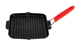 Lava Kare Silikon Saplı Döküm 21x21 cm Grill Tava Siyah