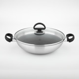 Carl Schmidt Sohn Premıum Plastik Saplı Paslanmaz Çelik 36 cm Wok Tava Gri