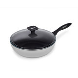Moneta Mammola Kapaklı Plastik Saplı Çelik 30 cm Wok Tava Gri
