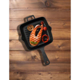 Lava Kare Metal Saplı Döküm 20x20 cm Grill Tava Siyah