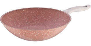 Falez Pinky Plastik Saplı Alüminyum 28 cm Wok Tava Pembe