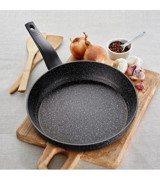 Lavonni Plastik Saplı Granit 24 cm Düz Tava Siyah