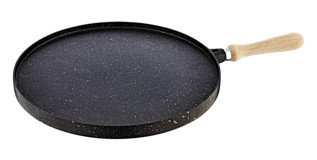 O.M.S 3285 Ahşap Saplı Döküm 34 cm Gözleme Tava Siyah