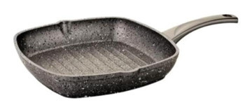 O.M.S Plastik Saplı Döküm 28 cm Grill Tava Siyah