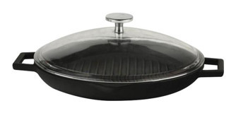 Lava Kapaklı Döküm 30 cm Grill Tava Siyah