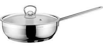 Amboss Kapaklı Çelik 22 cm Düz Tava Gri