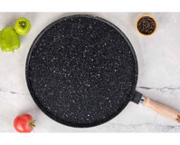 Lisa Metal Saplı Döküm 35 cm Gözleme Tava Siyah