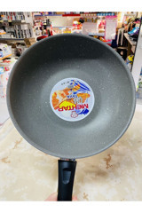 Mehtap Plastik Saplı Granit 31 cm Wok Tava Gri