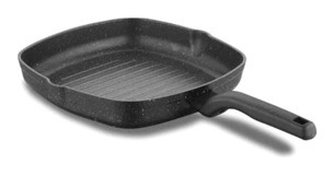 Korkmaz Ornella A1120 Plastik Saplı Granit 28x28 cm Grill Tava Siyah