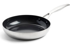 Greenpan Geneva Thermolon Çelik Saplı Paslanmaz Çelik 24 cm Düz Tava Gri