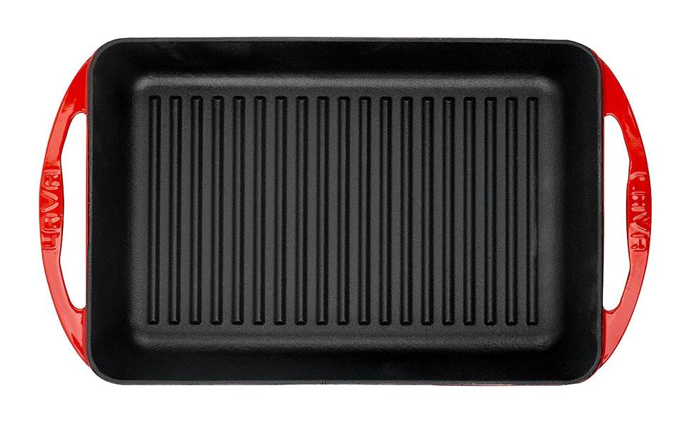 Lava Dikdörtgen Döküm 22x32 cm Grill Tava Kırmızı