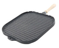 Cookcase Çift Taraflı Kare Ahşap Saplı Granit 36 cm Grill Tava Gri