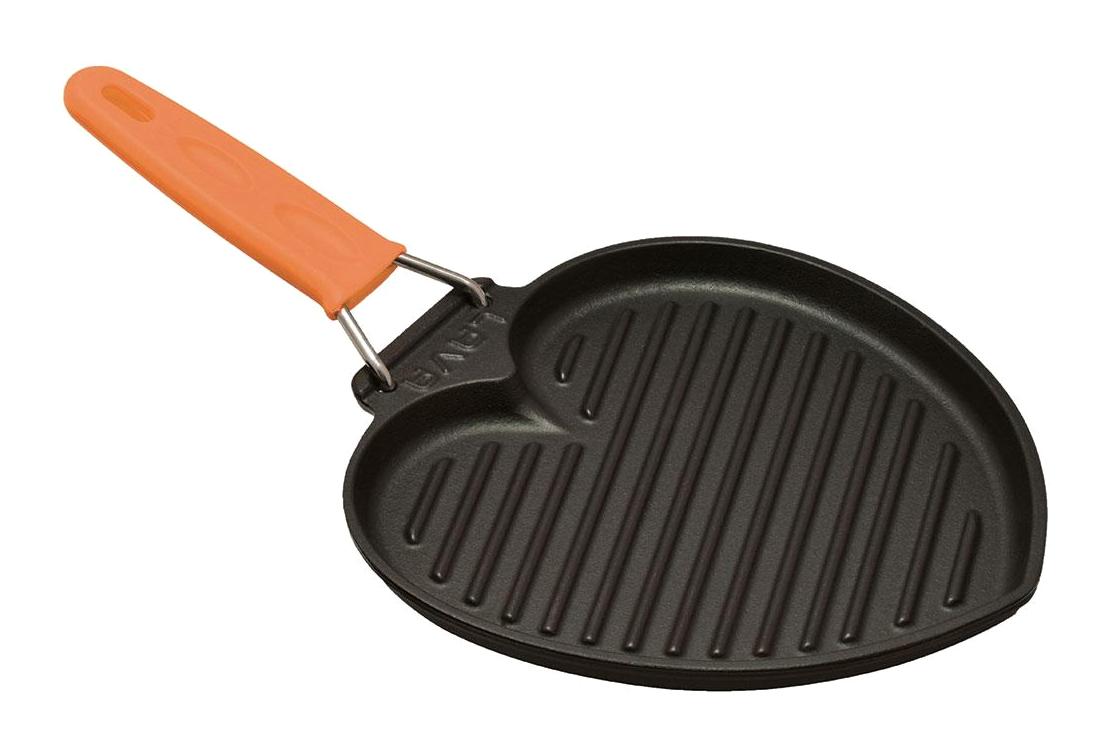 Lava Kalp Figürlü Silikon Saplı Döküm 22x23 cm Grill Tava Turuncu