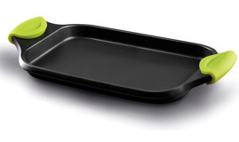 Castey Fundix Dikdörtgen Plastik Saplı Alüminyum Döküm 27 cm Düz Tava Gri