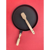 Cansuyu Ahşap Saplı Alüminyum Döküm 31 cm Grill Tava Siyah