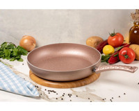 Meşeler Bakalit Saplı Granit 26 cm Düz Tava Krem