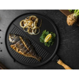 Bonera Ahşap Saplı Döküm 30 cm Grill Tava Siyah