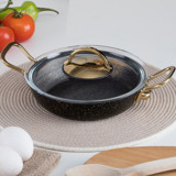 Evren Gold Stone Kapaklı Çelik Saplı Alüminyum 22 cm Sahan Tava Altın-Siyah