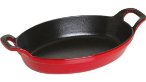 Staub Oval Döküm Saplı Emaye 24 cm Sahan Tava Kırmızı