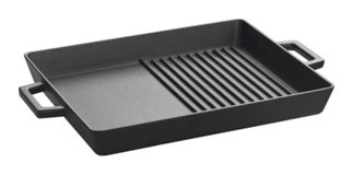 Lava Hibrit Döküm Kulplu Döküm 26x32 cm Grill Tava Siyah