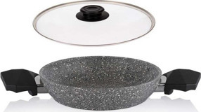 Schafer Kapaklı Plastik Saplı Alüminyum 22 cm Sahan Tava Gri