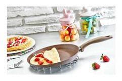 Saflon Plastik Saplı Alüminyum 24 cm Krep Tava Kahverengi