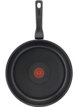 Tefal 3X Force Plastik Saplı Titanyum 28 cm Düz Tava Siyah
